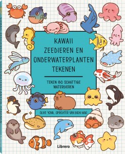 Kawaii zeedieren en onderwaterplanten tekenen